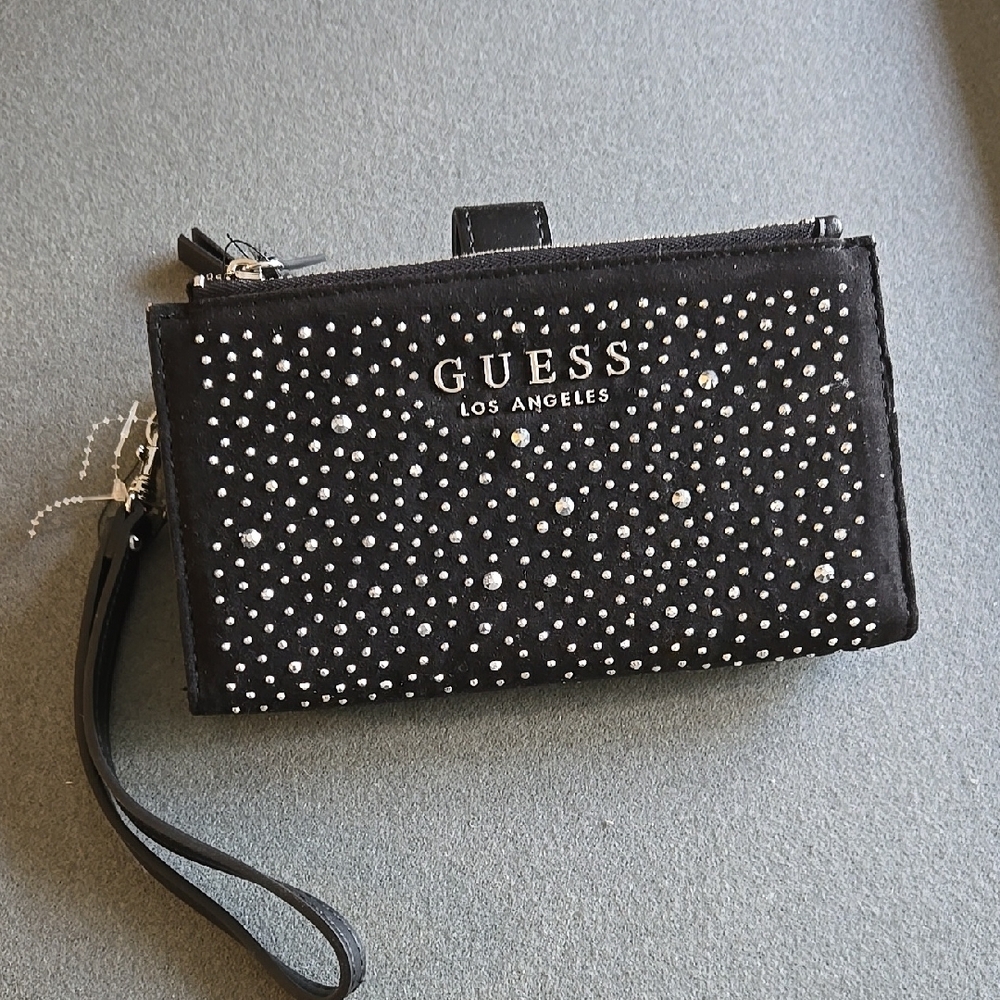 Guess Black and Silver Studded Clutch